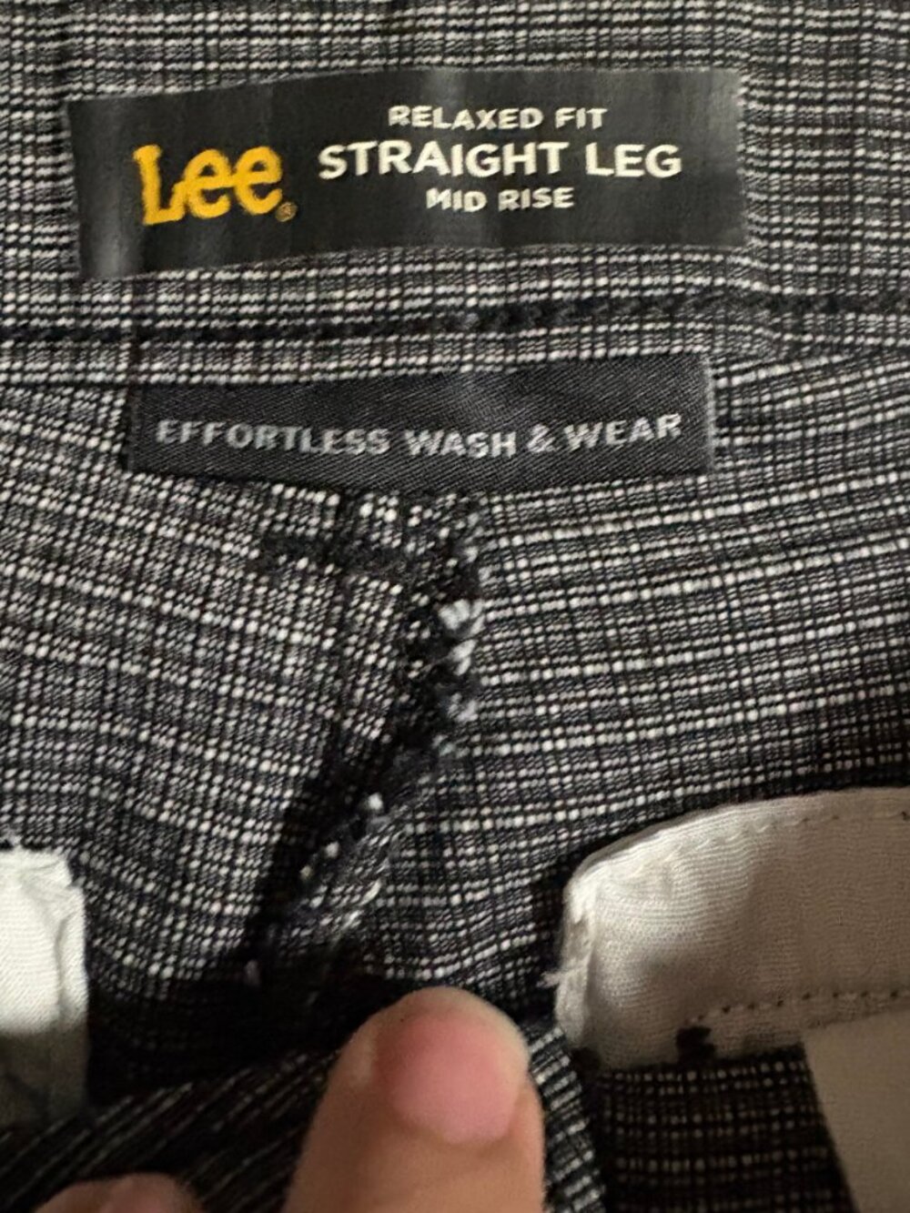 Lee Straight Leg Dress Pants Size 10 Black Micro Check Mid Rise Stretch Career - Picture 6 of 8